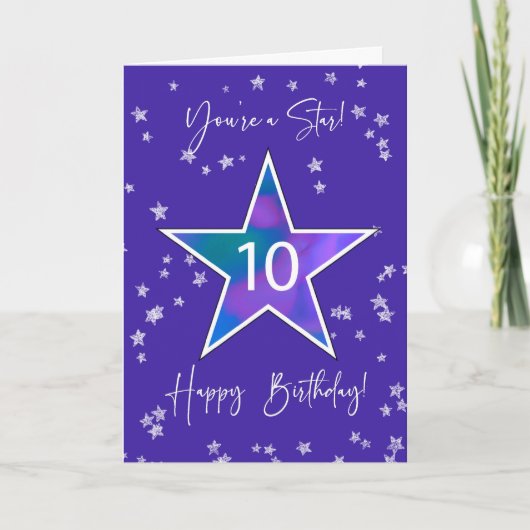 10誕生日ス輝くターfor TweensまたはTeens カード (正面)