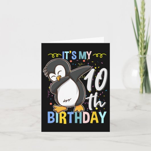 10誕生日ダビングペンギン カード (正面)