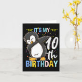 10誕生日ダビングペンギン カード (黄色い花)