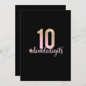 10誕生日ダブルデジットガールピーチグラデーション 招待状 (正面/裏面)