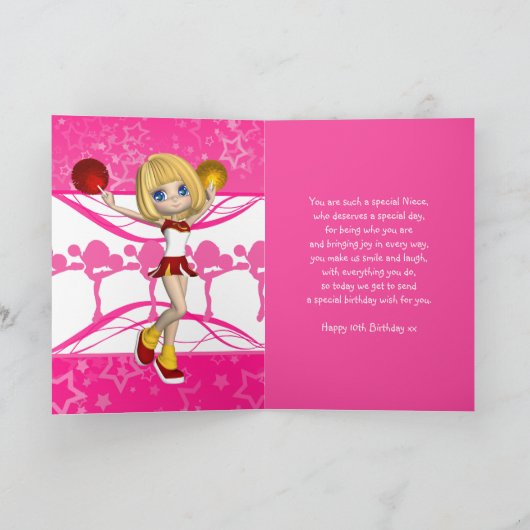 10誕生日チアリーダー用挨拶状 カード (内部)