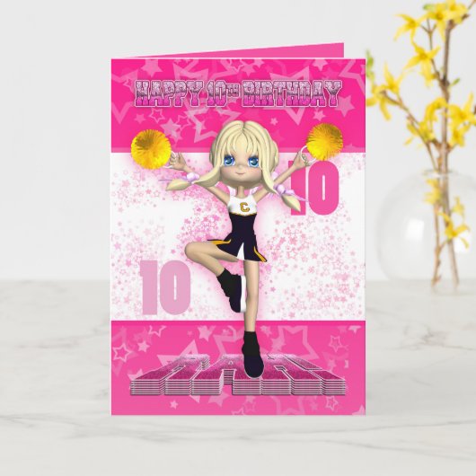 10誕生日チアリーダー用挨拶状 カード (黄色い花)