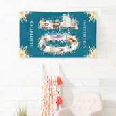 10誕生日ティール(緑がかった色)フラワーフォトコラージイエロー 横断幕 (インサイチュ)