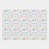 10誕生日パステルピンクケーキプレゼントバルーン ラッピングペーパーシート (正面)