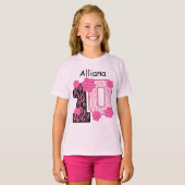 10誕生日ピンクゼブラ名前をカスタムするV025A2 Tシャツ (正面フル)