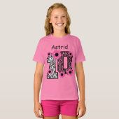 10誕生日ピンクゼブラ名前をカスタムするV025A4A Tシャツ (正面フル)