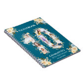 10誕生日フラワーティール（緑がかった色）フォトイエローゲストブック ノートブック (右側)