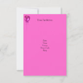 10誕生日ブラックピンクスポットパターン&バルーン 招待状 (裏面)