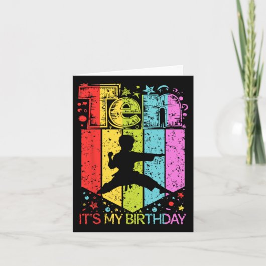 10誕生日ボーイガール10歳の空手誕生日 カード (正面)