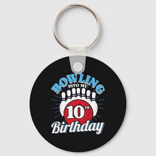 10誕生日ボーリングテーマボーリングの誕生日 キーホルダー (正面)
