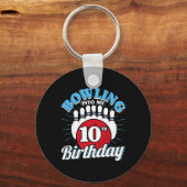 10誕生日ボーリングテーマボーリングの誕生日 キーホルダー (正面)