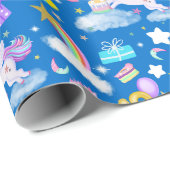 10誕生日ユニコーンパターンブルー ラッピングペーパー (ロールコーナー)