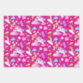 10誕生日ユニコーンパターン3色ラッピング ラッピングペーパーシート (正面3)