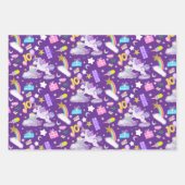 10誕生日ユニコーンパターン3色ラッピング ラッピングペーパーシート (正面2)