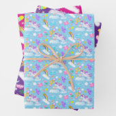 10誕生日ユニコーンパターン3色ラッピング ラッピングペーパーシート (インサイチュ)