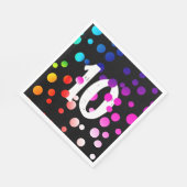 10誕生日レインボンドットオンブラック スタンダードランチョンナプキン (角)