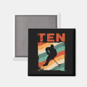 10誕生日レトロアイスホッケー10歳ボーイギ マグネット (正面/裏面)