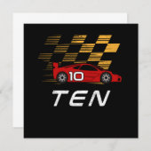 10誕生日レーシングカーギフト10年レースドライバー 招待状 (正面/裏面)