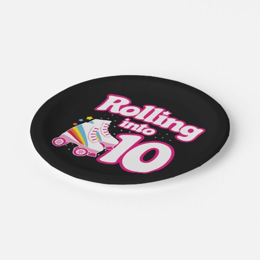 10誕生日ローラースケートで滑る10歳スケート ペーパープレート (アングル)