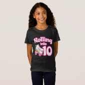 10誕生日ローラースケートで滑る10歳スケート Tシャツ (正面フル)