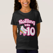 10誕生日ローラースケートで滑る10歳スケート Tシャツ (正面)