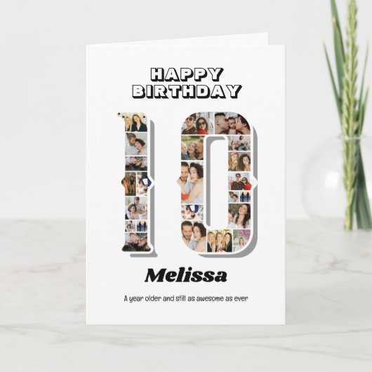 10誕生日周年記念10フォトコラージュ カード (正面)