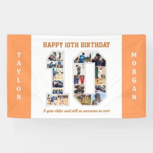 10誕生日周年記念10フォトコラージュ 横断幕 (横)