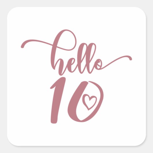 10誕生日女子こんにちは10かわいい10歳 スクエアシール (正面)