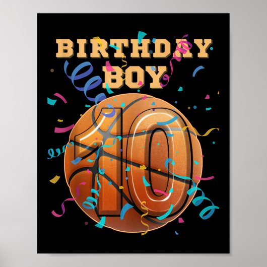 10誕生日少年10歳バスケットボール遊選手 ポスター (正面)