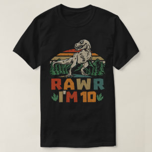 10誕生日恐竜Tレックスラー私は10男の子のための Tシャツ
