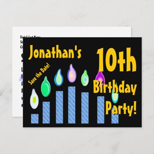 10誕生日日付の保存フェスティバルろうそくV13 案内ポストカード (正面/裏面)