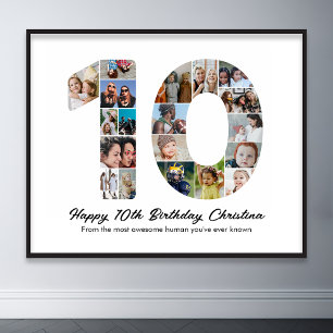 10誕生日番号10フォトコラージュ写真 ポスター