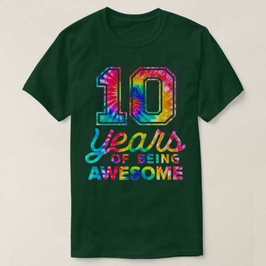 10誕生日絞り染め10歳素晴らし男性ウォム Tシャツ (デザイン正面)