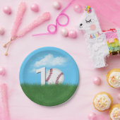 10誕生日野球inグリーングラス ペーパープレート (パーティー)