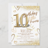 10誕生日金ゴールドグリッターグラマラスパーティー 招待状 (正面)