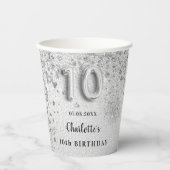 10誕生日銀名女 紙コップ (正面)