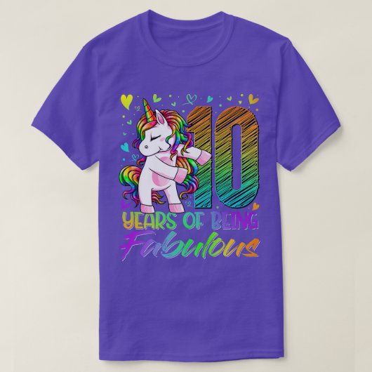 10誕生日10歳の少女がユニコーンPをフロス Tシャツ (デザイン正面)