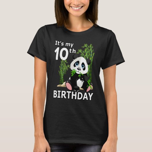 10誕生日10歳パーティー動物パンダ8 Tシャツ (正面)