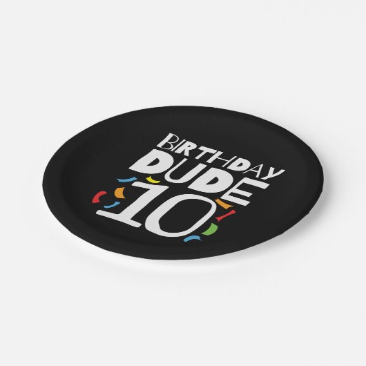 10誕生日10歳子供の誕生日デュデ10 ペーパープレート (アングル)