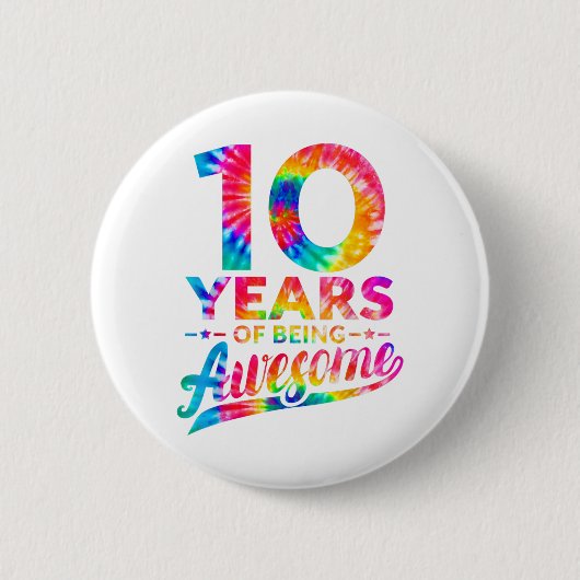 10誕生日10歳絞り染めメンズ素晴らしウォム 缶バッジ (正面)