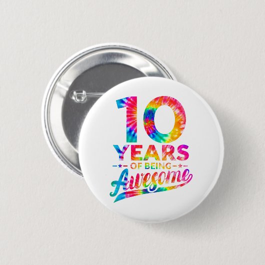 10誕生日10歳絞り染めメンズ素晴らしウォム 缶バッジ (正面&裏面)