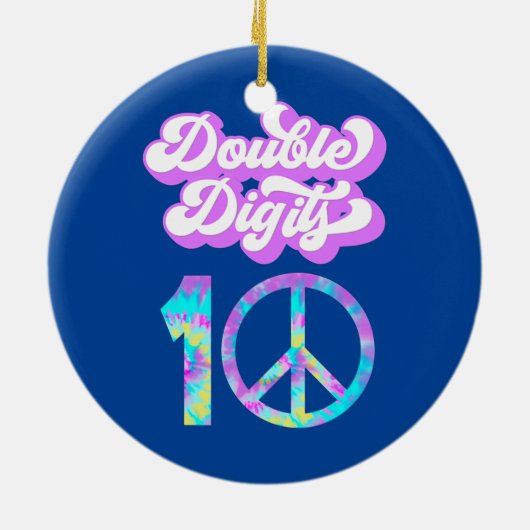 10誕生日2桁10絞り染めGroovy セラミックオーナメント (裏面)