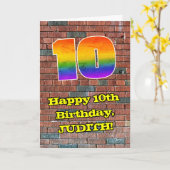 10誕生日:おもしろいグラフィティインスパイアレインボー10 カード (黄色い花)