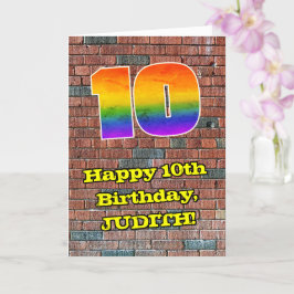 10誕生日:おもしろいグラフィティインスパイアレインボー10 カード