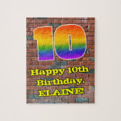 10誕生日:おもしろいグラフィティインスパイアレインボー10 ジグソーパズル (縦)