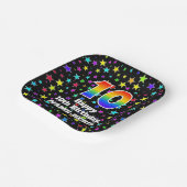 10誕生日:おもしろいスター柄と虹「10」 ペーパープレート (傾斜あり)