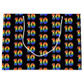 10誕生日:おもしろいレインボーイベント第10パターン ラージペーパーバッグ (正面)