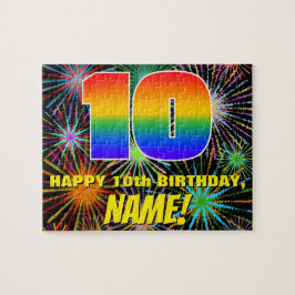 10誕生日:おもしろい、お祝カラフルい花火 ジグソーパズル