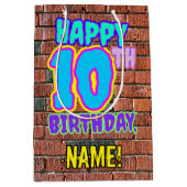 10誕生日:おもしろい、アーバングラフィティインスパイアルック ミディアムペーパーバッグ (正面)