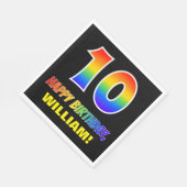 10誕生日:はっきりした,おもしろい,シンプル虹, 10 スタンダードランチョンナプキン (角)